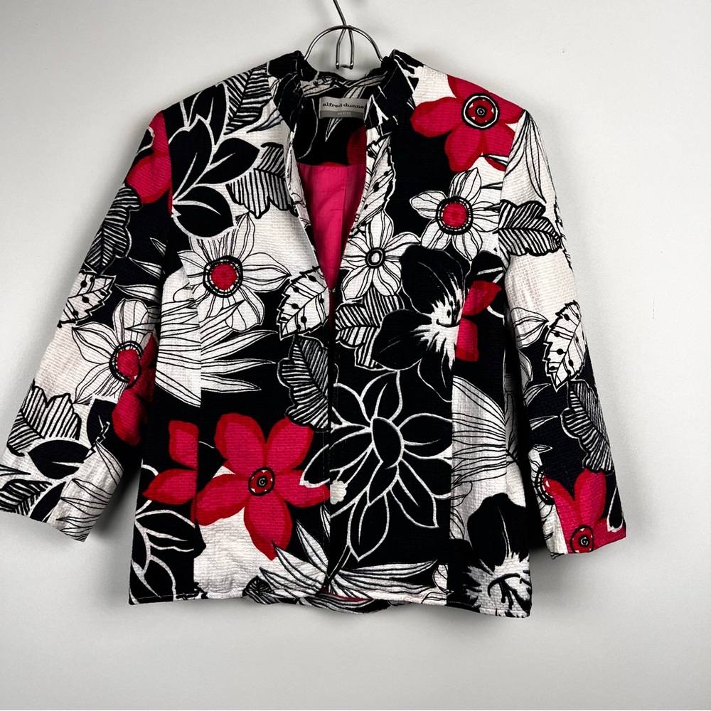 Alfred Dunner Floral Women's Blazer - Navy, White, and Pink Size 6 P